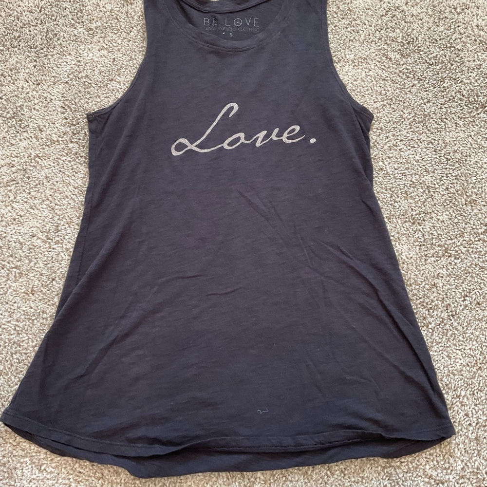 Love Black Tank Top with Gray Lettering